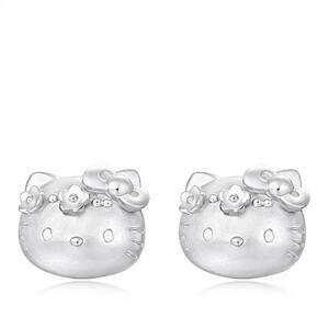 Hello Kitty Sterling Silver Diamond Stud Earrings